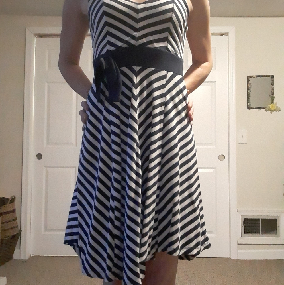 Navy & White Striped Dress